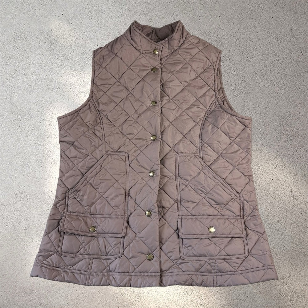 CC Filson Womens Brown Taupe Quilted Nylon Riding Vest (20008) Sz L